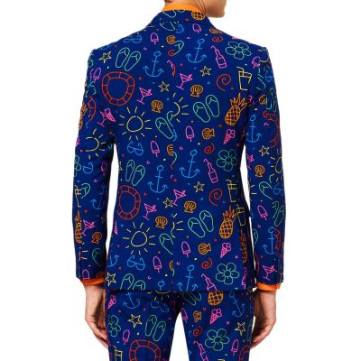 OPPOSUITS Garnitur męski z krawatem, wesoły, granatowy, neonowy wzór, DOODLE DUDE, casual | Sklep GriShop.eu | Garnitury
