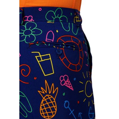 OPPOSUITS Garnitur męski z krawatem, wesoły, granatowy, neonowy wzór, DOODLE DUDE, casual | Sklep GriShop.eu | Garnitury