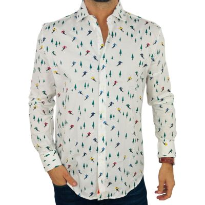 OPPOSUITS Koszula męska, narciarze, drzewka O17 biała, na prezent | Sklep GriShop.eu | Koszule