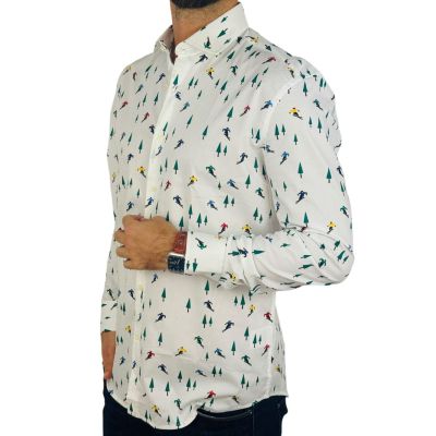 OPPOSUITS Koszula męska, narciarze, drzewka O17 biała, na prezent | Sklep GriShop.eu | Koszule