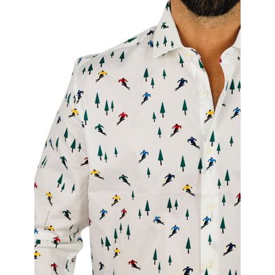 OPPOSUITS Koszula męska, narciarze, drzewka O17 biała, na prezent | Sklep GriShop.eu | Koszule