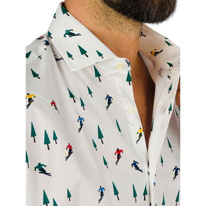 OPPOSUITS Koszula męska, narciarze, drzewka O17 biała, na prezent | Sklep GriShop.eu | Koszule