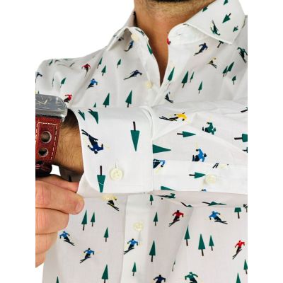 OPPOSUITS Koszula męska, narciarze, drzewka O17 biała, na prezent | Sklep GriShop.eu | Koszule