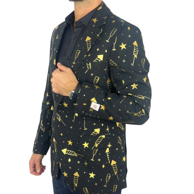 OPPOSUITS Marynarka męska czarna, złota imprezowa FANCY FIREWORKS kieliszki, gwiazdy, casual | Sklep GriShop.eu | Marynarki