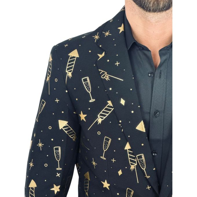 OPPOSUITS Marynarka męska czarna, złota imprezowa FANCY FIREWORKS kieliszki, gwiazdy, casual | Sklep GriShop.eu | Marynarki