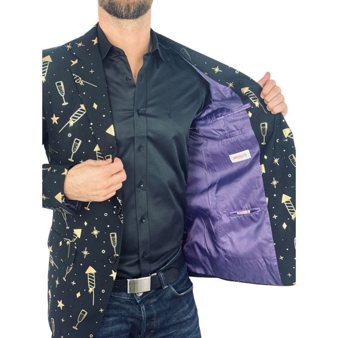 OPPOSUITS Marynarka męska czarna, złota imprezowa FANCY FIREWORKS kieliszki, gwiazdy, casual | Sklep GriShop.eu | Marynarki