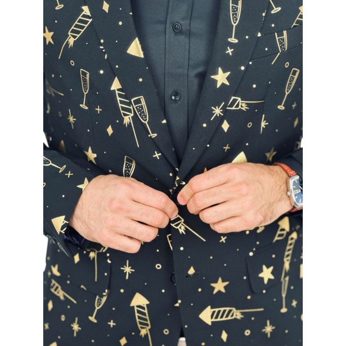 OPPOSUITS Marynarka męska czarna, złota imprezowa FANCY FIREWORKS kieliszki, gwiazdy, casual | Sklep GriShop.eu | Marynarki