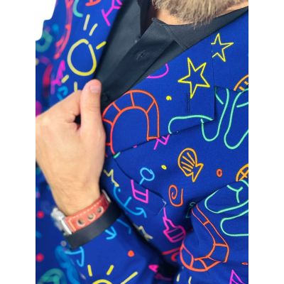 OPPOSUITS Marynarka męska wesoła, granatowa, neonowy wzór, DOODLE DUDE, casual | Sklep GriShop.eu | Marynarki