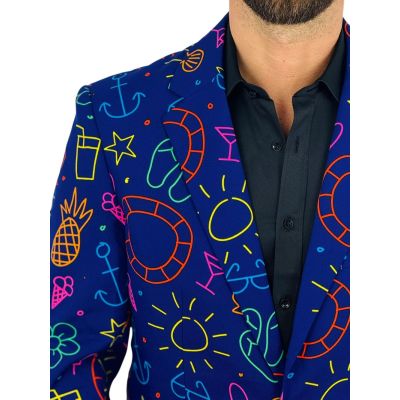OPPOSUITS Marynarka męska wesoła, granatowa, neonowy wzór, DOODLE DUDE, casual | Sklep GriShop.eu | Marynarki