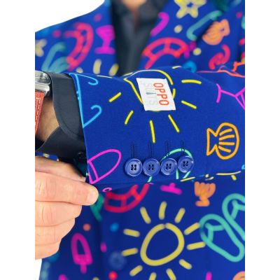 OPPOSUITS Marynarka męska wesoła, granatowa, neonowy wzór, DOODLE DUDE, casual | Sklep GriShop.eu | Marynarki