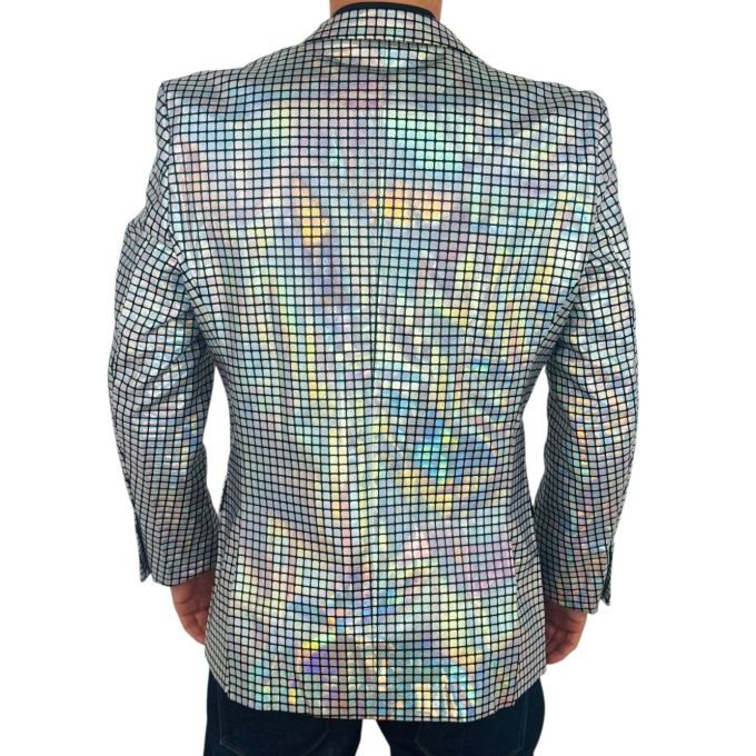OPPOSUITS Marynarka męska srebrna, imprezowa, disco, połysk, blask, kwadraciki, casual | Sklep GriShop.eu | Marynarki