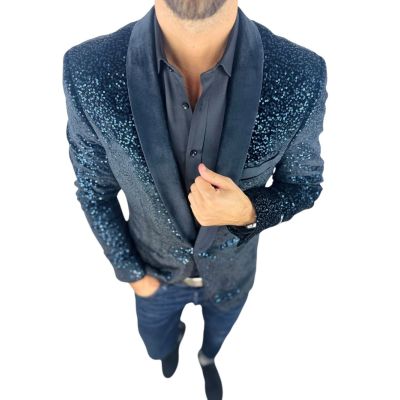 OPPOSUITS Marynarka męska elegancka cekinowa, estradowa, imprezowa OC1 granatowa | Sklep GriShop.eu | Marynarki