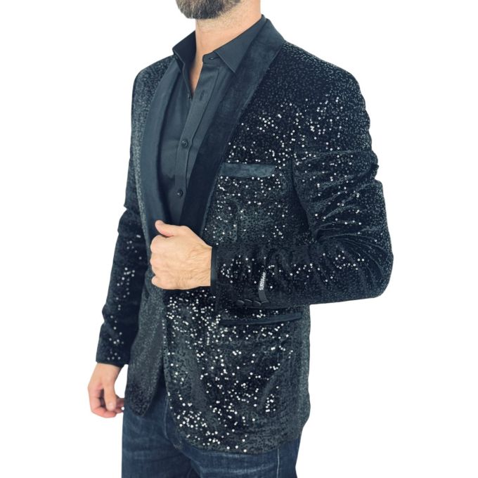 OPPOSUITS Marynarka męska elegancka cekinowa, estradowa, imprezowa OC2 czarna | Sklep GriShop.eu | Marynarki