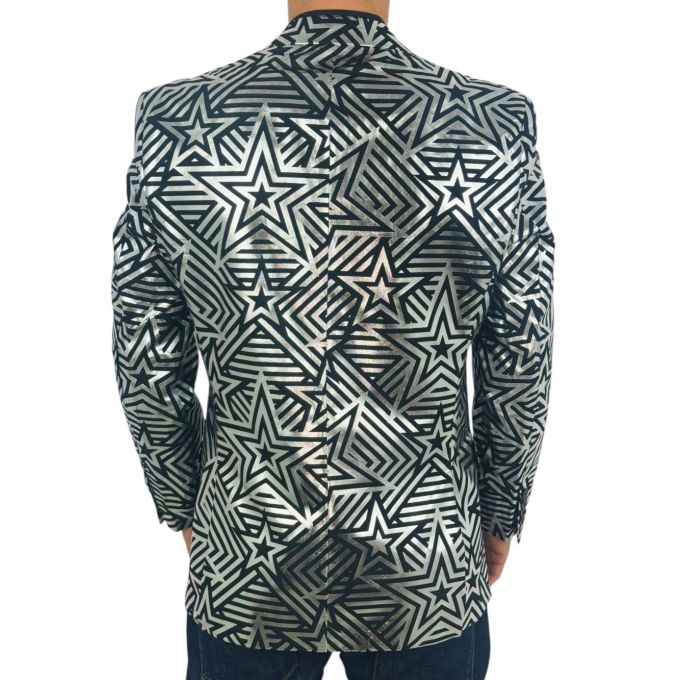 OPPOSUITS Marynarka męska czarna, srebrna, SILVER GEO STAR, gwiazdy, casual | Sklep GriShop.eu | Marynarki