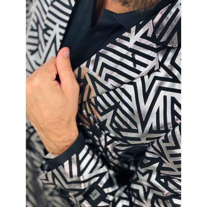 OPPOSUITS Marynarka męska czarna, srebrna, SILVER GEO STAR, gwiazdy, casual | Sklep GriShop.eu | Marynarki