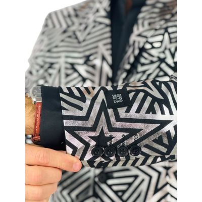 OPPOSUITS Marynarka męska czarna, srebrna, SILVER GEO STAR, gwiazdy, casual | Sklep GriShop.eu | Marynarki