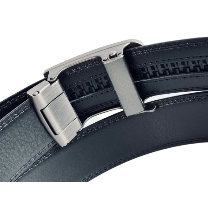 JCL Pasek męski skóra czarny J10 możliwość skracania, srebrna klamra, automatyczna | Sklep GriShop.eu | Strona główna