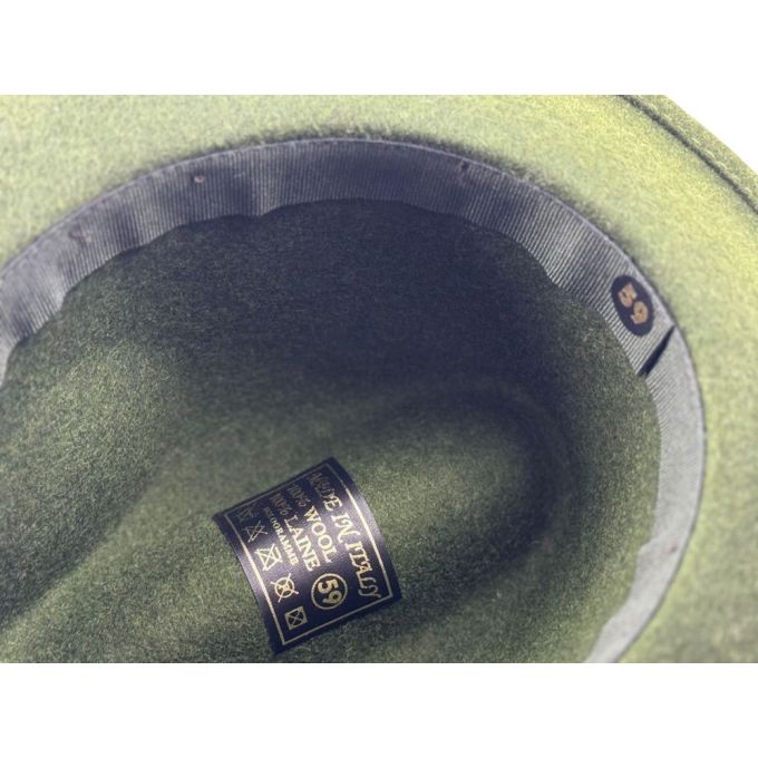 HOLOGRAMME PARIS kapelusz męski jazzowy KPH23, 100% wełna, khaki - zielony, ręcznie robiony | Sklep GriShop.eu | Galanteria i do