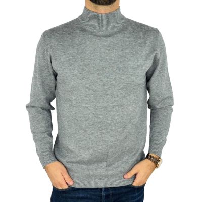 YVES ENZO Sweter męski półgolf GYE1 szary, gładki | Sklep GriShop.eu | Swetry