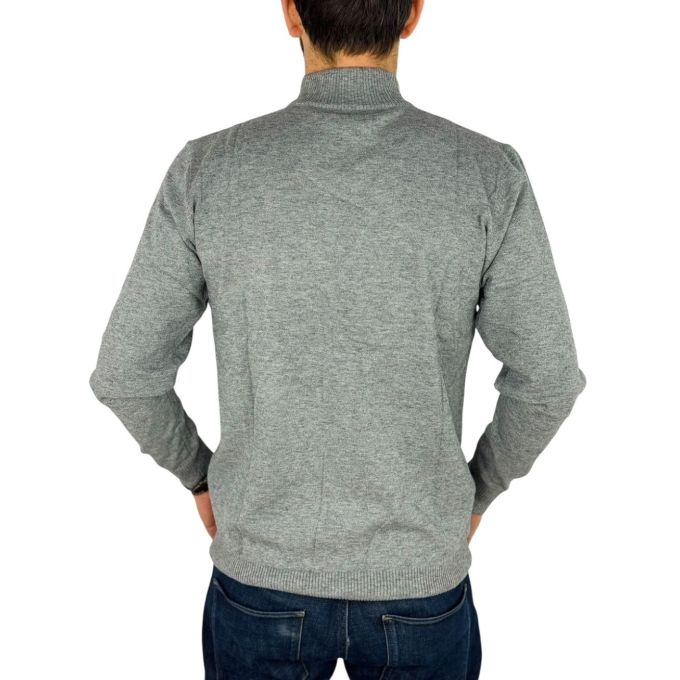 YVES ENZO Sweter męski półgolf GYE1 szary, gładki | Sklep GriShop.eu | Swetry