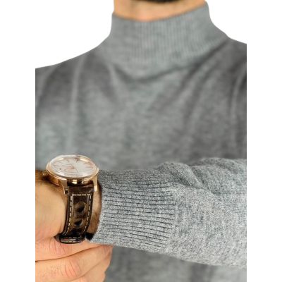 YVES ENZO Sweter męski półgolf GYE1 szary, gładki | Sklep GriShop.eu | Swetry