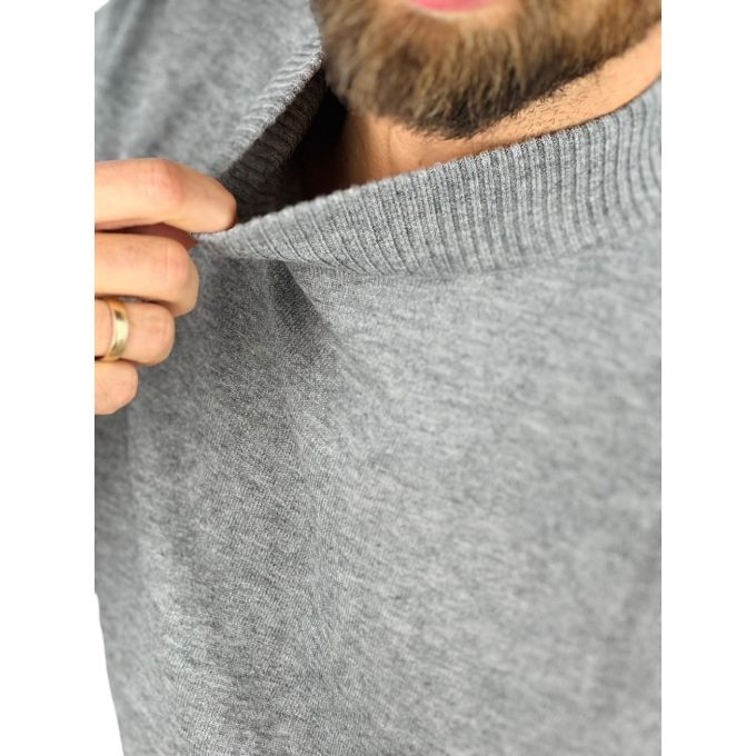 YVES ENZO Sweter męski półgolf GYE1 szary, gładki | Sklep GriShop.eu | Swetry