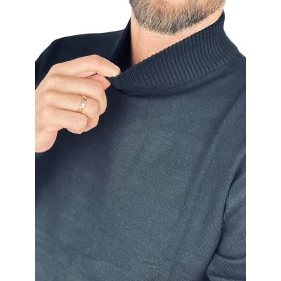 YVES ENZO Sweter męski półgolf GYE2 czarny, gładki | Sklep GriShop.eu | Swetry