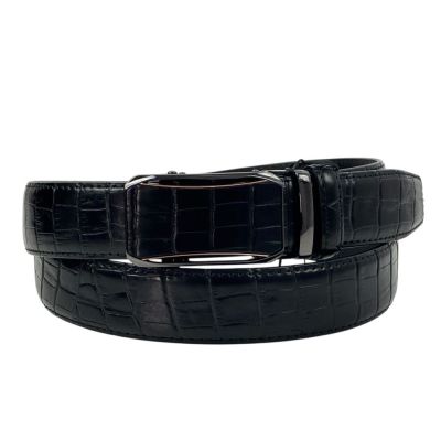 MASSILIANO SERGIO Pasek męski czarny, złoty PS2 możliwość skracania, klamra - automatyczna, wzór - krokodyla | Sklep GriShop.eu 