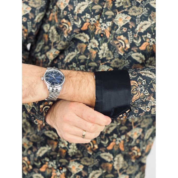 DANIEL BESSI Koszula męska fb113 czarna, liście, kwiaty, kolorowa | Sklep GriShop.eu | Koszule