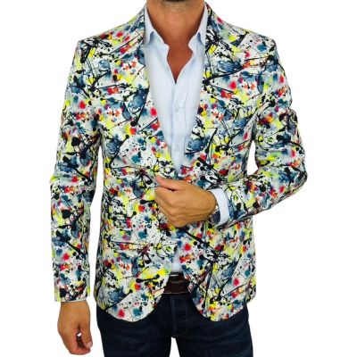 MARCO MILANO Marynarka męska C32 kolorowa, kleksy, casual, wesoła | Sklep GriShop.eu | Marynarki