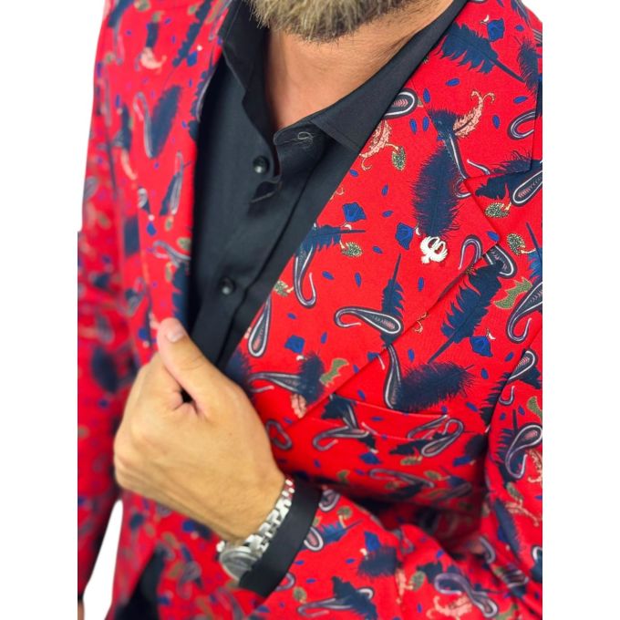 MARCO MILANO Marynarka męska C10 czerwona, pióra, casual | Sklep GriShop.eu | Marynarki