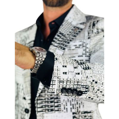 MARCO MILANO Marynarka męska M02 biała, czarna BLOKI | Sklep GriShop.eu | Marynarki