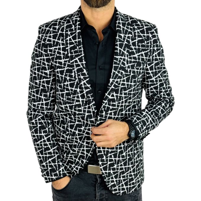 GIOVANNI PERA Marynarka męska D900 czarna, biała elegancka, imprezowa | Sklep GriShop.eu | Marynarki