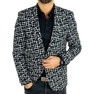 GIOVANNI PERA Marynarka męska D900 czarna, biała elegancka, imprezowa | Sklep GriShop.eu | Marynarki