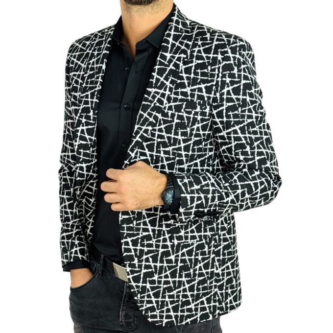 GIOVANNI PERA Marynarka męska D900 czarna, biała elegancka, imprezowa | Sklep GriShop.eu | Marynarki