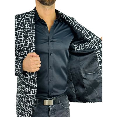 GIOVANNI PERA Marynarka męska D900 czarna, biała elegancka, imprezowa | Sklep GriShop.eu | Marynarki