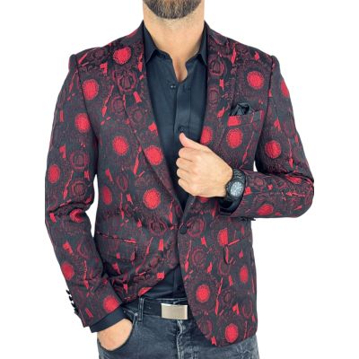 GIOVANNI PERA Marynarka męska D901 czarna, czerwona, elegancka, imprezowa | Sklep GriShop.eu | Marynarki