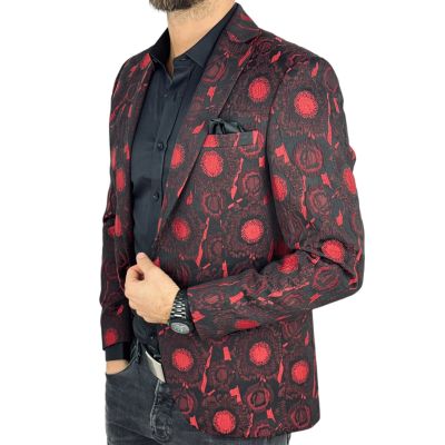 GIOVANNI PERA Marynarka męska D901 czarna, czerwona, elegancka, imprezowa | Sklep GriShop.eu | Marynarki