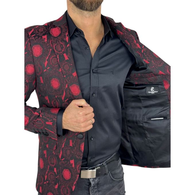 GIOVANNI PERA Marynarka męska D901 czarna, czerwona, elegancka, imprezowa | Sklep GriShop.eu | Marynarki