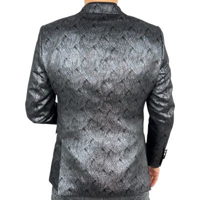 GIOVANNI PERA Marynarka męska D902 czarma, ciemne srebro, elegancka, imprezowa, połysk, blask | Sklep GriShop.eu | Marynarki