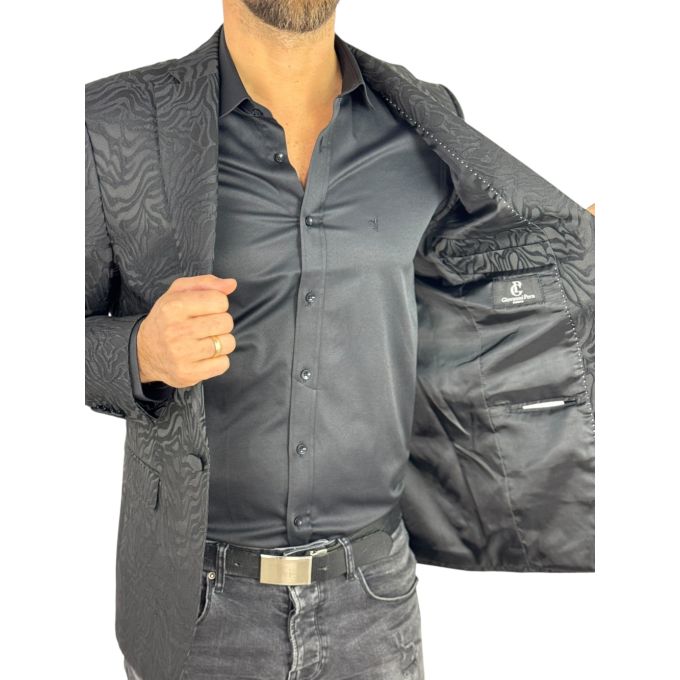 GIOVANNI PERA Marynarka męska D903 czarna, tygrys, słoje, elegancka, imprezowa | Sklep GriShop.eu | Marynarki