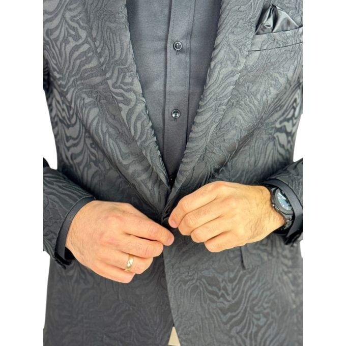 GIOVANNI PERA Marynarka męska D903 czarna, tygrys, słoje, elegancka, imprezowa | Sklep GriShop.eu | Marynarki