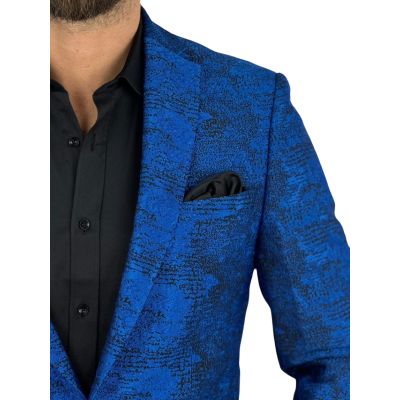 GIOVANNI PERA Marynarka męska D904 niebieska, wzór, elegancka, imprezowa | Sklep GriShop.eu | Marynarki