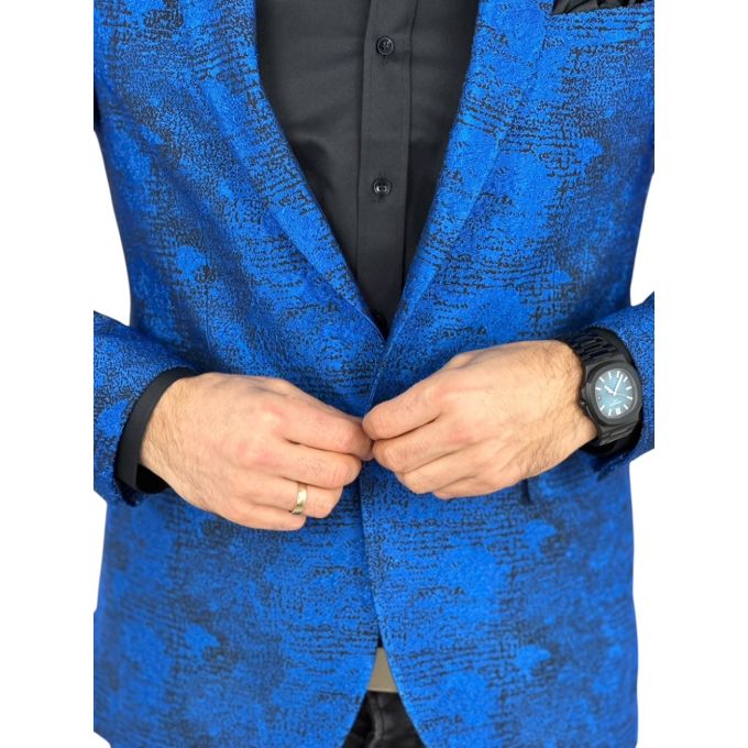 GIOVANNI PERA Marynarka męska D904 niebieska, wzór, elegancka, imprezowa | Sklep GriShop.eu | Marynarki