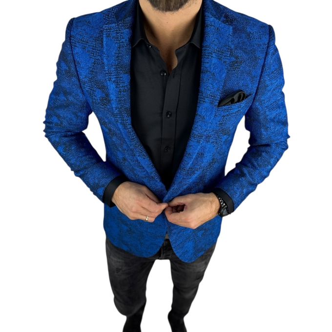 GIOVANNI PERA Marynarka męska D904 niebieska, wzór, elegancka, imprezowa | Sklep GriShop.eu | Marynarki