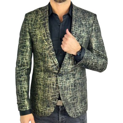 GIOVANNI PERA Marynarka męska D905 czarna, złota, wzór, elegancka, imprezowa, | Sklep GriShop.eu | Marynarki