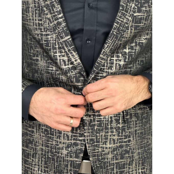 GIOVANNI PERA Marynarka męska D905 czarna, złota, wzór, elegancka, imprezowa, | Sklep GriShop.eu | Marynarki