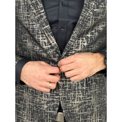 GIOVANNI PERA Marynarka męska D905 czarna, złota, wzór, elegancka, imprezowa, | Sklep GriShop.eu | Marynarki
