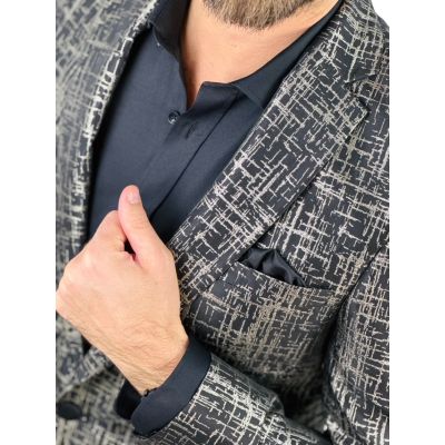 GIOVANNI PERA Marynarka męska D905 czarna, złota, wzór, elegancka, imprezowa, | Sklep GriShop.eu | Marynarki