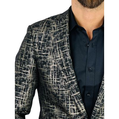 GIOVANNI PERA Marynarka męska D905 czarna, złota, wzór, elegancka, imprezowa, | Sklep GriShop.eu | Marynarki